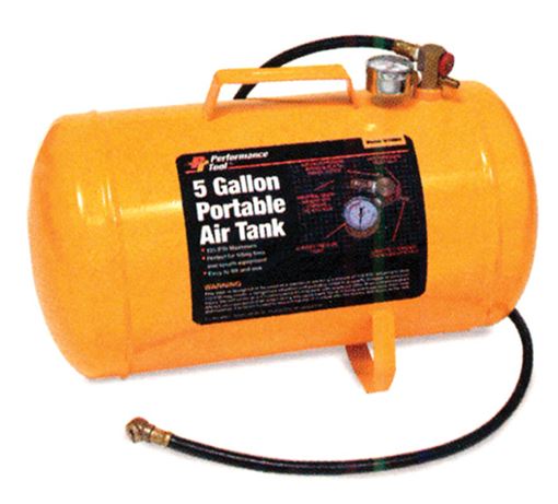Performance Tool W10005 5 gallon portable air tank in high visibility yellow