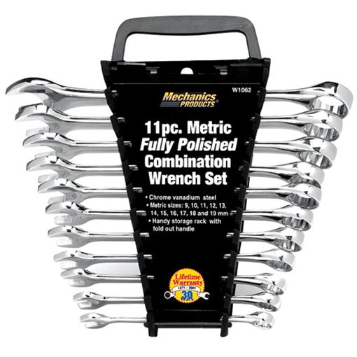 Performance Tool W1062 11 pc metric combination wrench set in chrome vanadium steel
