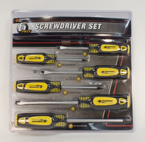 Performance Tool W1703 6 pc screwdriver set with Phillips and slotted drivers