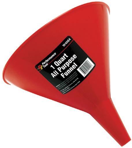 Performance Tool W4064 all-purpose funnel, 1 quart, with extra wide mouth and hanging hook