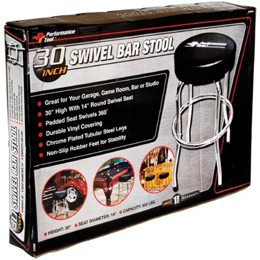 Bar stool with 14 inch round vinyl padded swivel seat