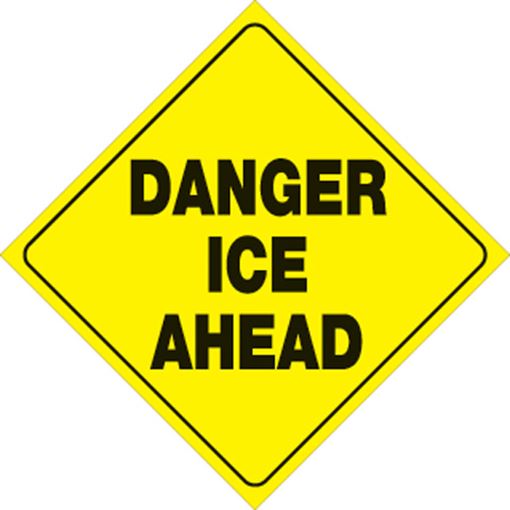 Yellow Plastic Reflective Sign 12" - Danger Ice Ahead