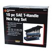 Performance Tool W80274 SAE T-Handle Hex Key Set, 10 pc