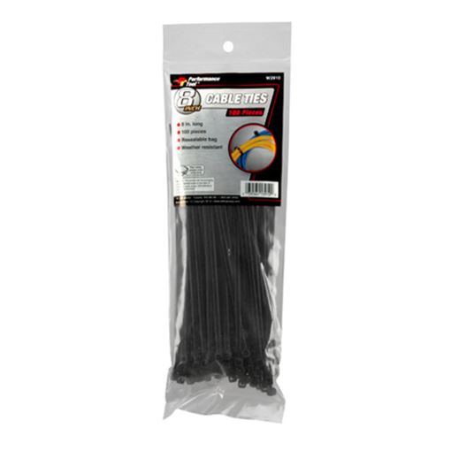 100 Pc 8" Cable Tie Set Black