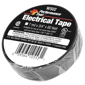 Electrical Tape 7 mil by 3/4 inch, 60 ft roll |  Performance Tool W502