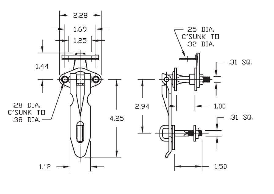 Box Door Lock for 7/8" to 1" thick door panel Eberhard 4849BP801