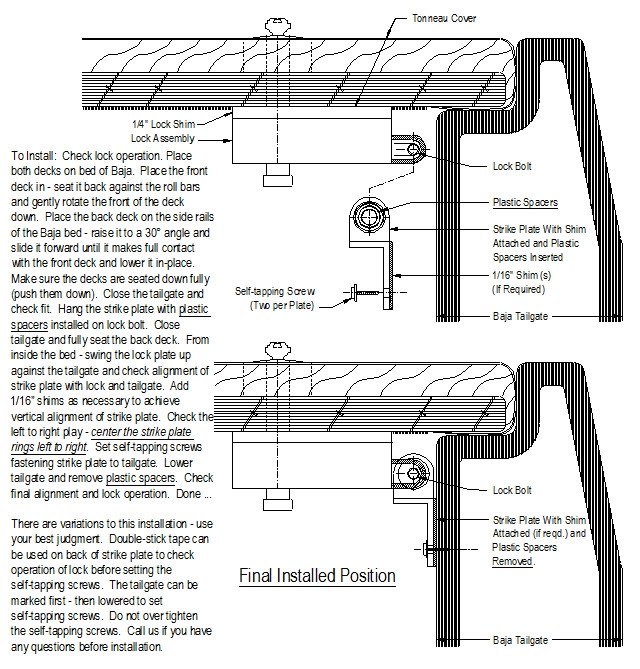 Subaru Baja Tonneau Cover Extended Strike Plate