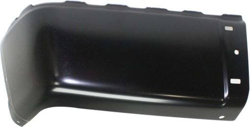 GMC, Chevrolet Rear, Driver Side Bumper End-Painted Black, Steel, Replacement REPC761114