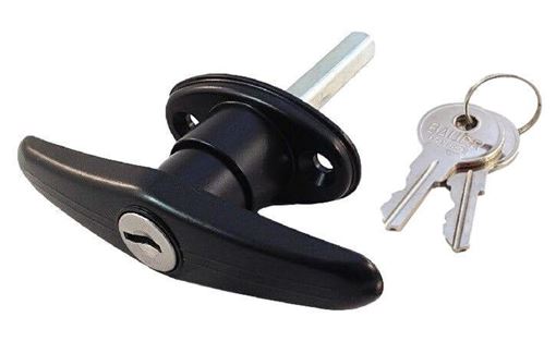 Black Rivet Mount Clockwise T-Handle Lock, Truck Cap Topper Camper Shell, T303