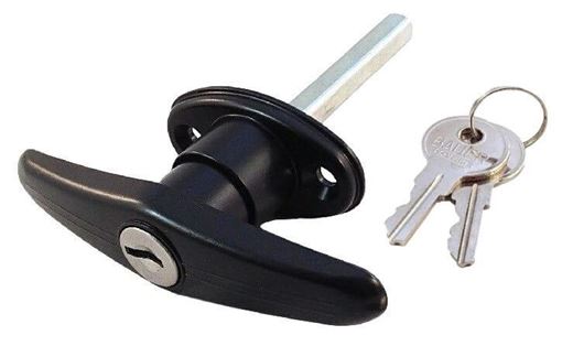 Black Rivet Mount Long Shank Clockwise T-Handle Lock, Truck Cap Topper, T303LSR