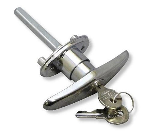 Long Shank Chrome Clockwise T-Handle Lock Kit | Bauer T311C-LSR