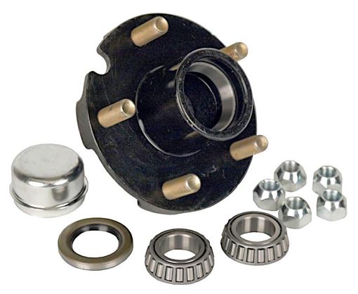 5 Bolt Trailer Hub Kit for 1" Spindle, 1000 lbs. Capacity, Reliable 1-150-04-04