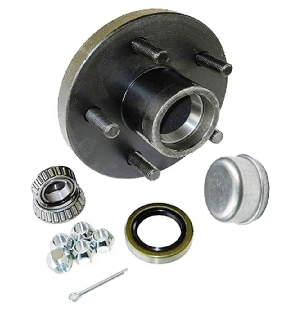 5 Bolt Trailer Hub Kit for 1" Spindle, 1000 lbs. Capacity Reliable 1