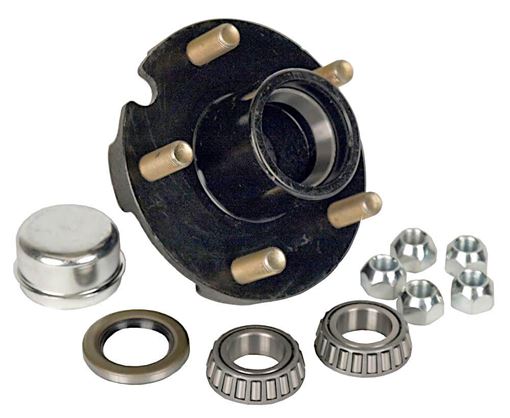 5 Bolt Trailer Hub Kit for 1" Spindle, 700 lbs Capacity, Short, 1-150A-04-02