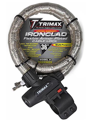 Ironclad Flexible Armor Plated Cable Lock 36" x 22mm, Trimax TG2236SX