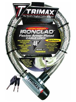 Ironclad Flexible Armor Plated Cable Lock 48" x 26mm, Trimax TG3048SX