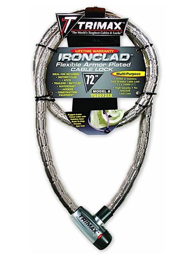 Ironclad Flexible Armor Plated Cable Lock 72" x 26mm, Trimax TG3072SX