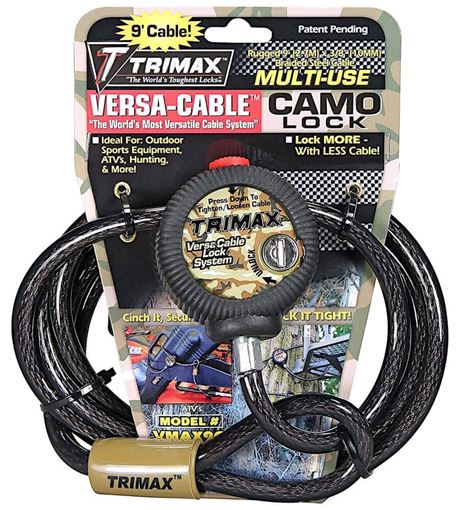 Multi-Use Versa Camo Cable Lock, 9 ft x 10mm Cable, Trimax VMAX9C