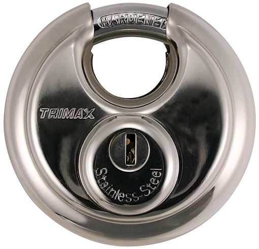 Stainless Steel 70mm Round Disc Padlock, 10mm Shackle, Trimax TRP170