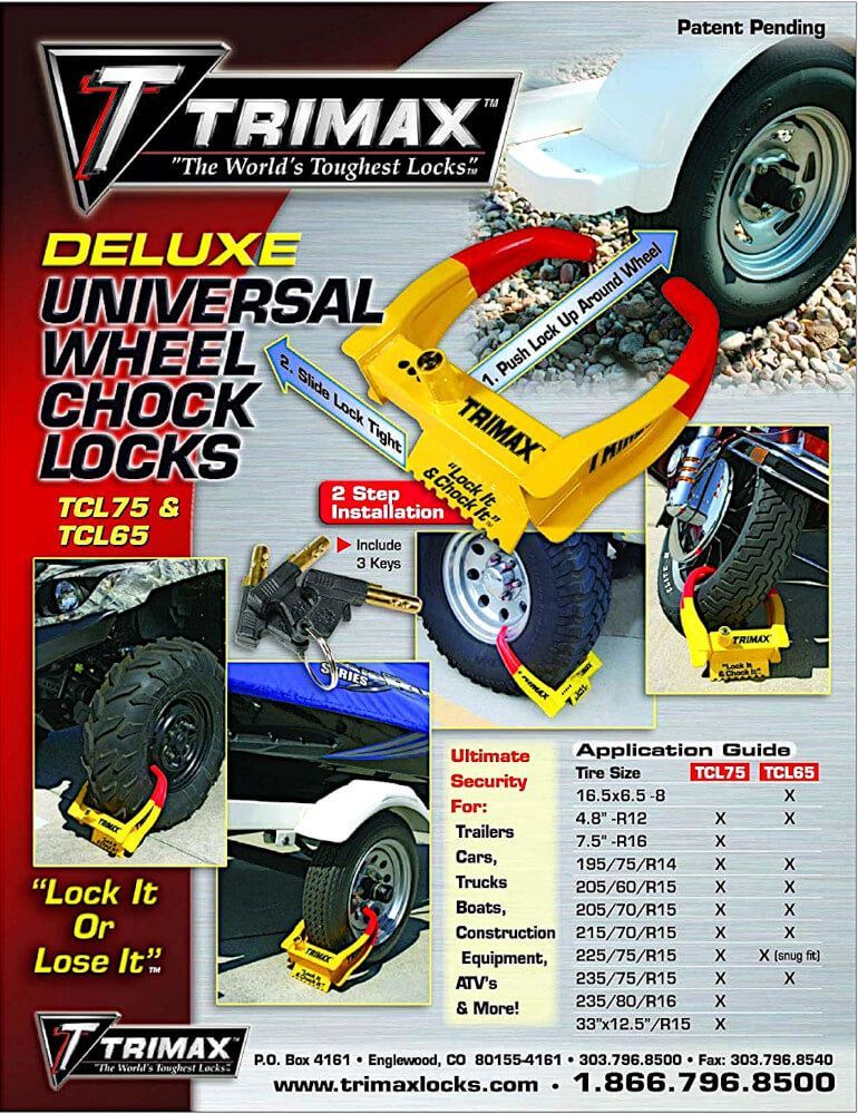Deluxe Universal Chock Lock Dual Action Wheel Lock Trimax TCL75