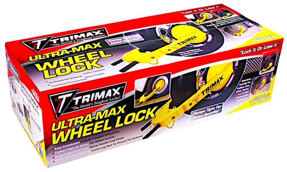 UltraMax Adjustable Wheel Lock, Heavy Steel Disc Trimax TWL100