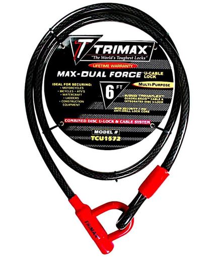 Trimaflex Dual Force U-Shackle Cable Lock 6' x 15mm, Trimax TCU1572