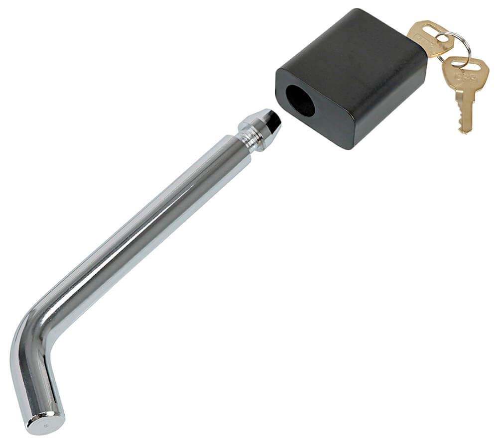 thumbnail interactive-video image 1 of CZC AUTO 5/8" Bent Trailer Hitch Lock Pin – Class III IV, Rust-Resistant W/ Keys & Cover 1 of 1