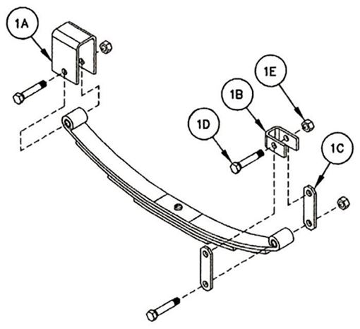 Single Axle Hanger Kit Double Eye 1.75" Spring, Reliable HK1-D101