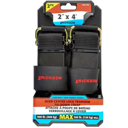 2″ x 4′ 900 lb. Polyester Marine Transom Tie-Downs 2pk, Erickson 06100