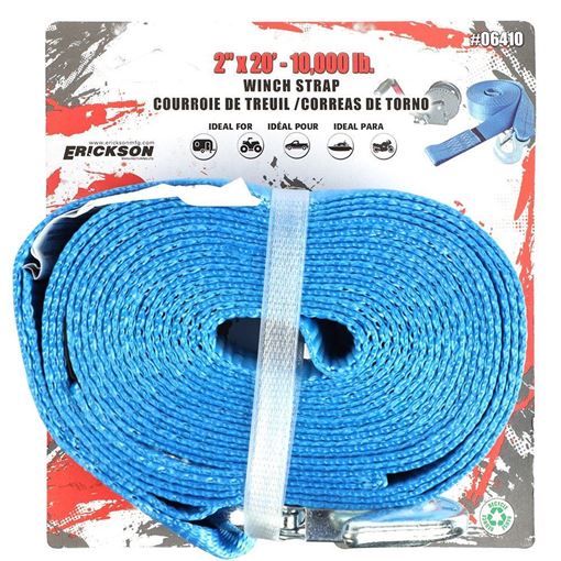 2" X 20'  Commercial Grade Marine Winch Strap, Industrial Grade, Erickson 06410