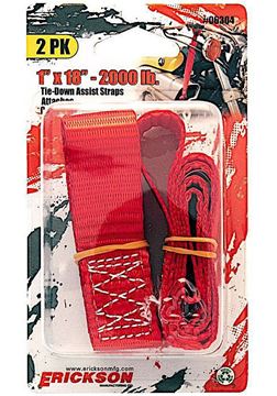 1" X 18" 2,000 Lb. Polyester Assist Straps Red, 2 Pack, Erickson 06304
