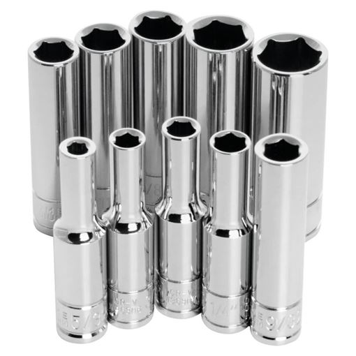 Performance Tool W36300 10 pc. 1/4 in. drive 6 pt. SAE deep socket set
