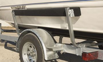 C.E. Smith 27600 5 ft bunk board guide-on installed on a boat trailer
