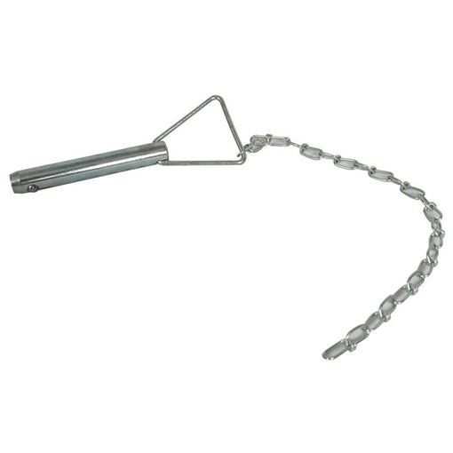 Bulldog pull pin with triangular pull ring and attached chain