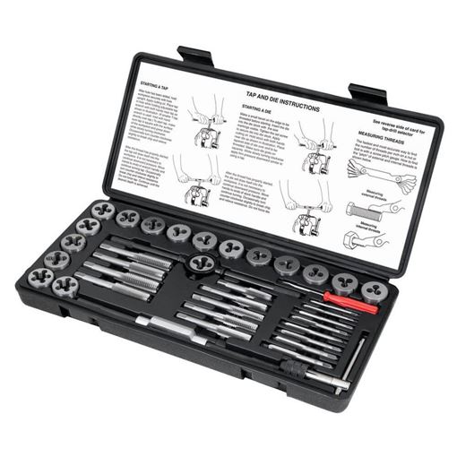 Performance Tool W4002DB 40 pc. metric tap and die set with taps, dies and wrenches in a storage case
