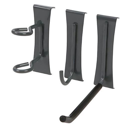 Performance Tool W5167 rail hooks showing a double loop hook, a J hook and an L hook
