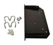 Black WARN 84820 center plow mounting plate for Kymco MXU 400 with U-bolts, nuts and washers on a white background