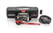 WARN AXON 55 black enclosed-housing winch with steel rope and roller fairlead, shown with corded remote and wireless receiver