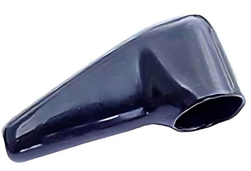 Single black 6 gauge electrical boot with a tapered body and oval cable opening on a white background