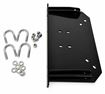 Black WARN 84820 center plow mounting plate for Kymco MXU 400 with U-bolts, nuts and washers on a white background